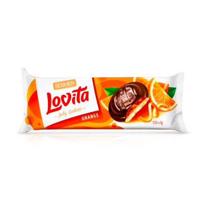 Печенье - Lovita, с желейной начинкой со вкусом апельсина, 135 г