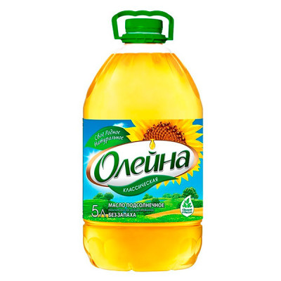 Подсолнечное масло "Олейна" рафинированное дезодорированное 5 л