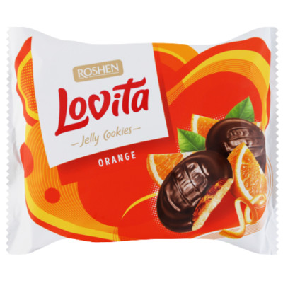 Печенье сдобное Lovita с желейной начинкой со вкусом апельсина 420г