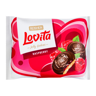 Печенье сдобное Lovita с желейной начинкой со вкусом малина 420г