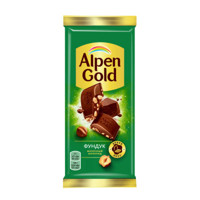 Молочный шоколад "Alpen Gold" с дроблёным фундуком 85 г
