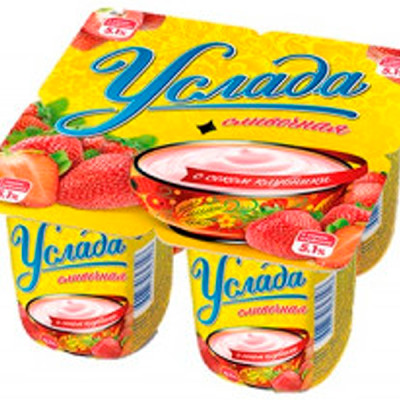 Йогурт Услада сливочный, с соком клубники, 5,1 %, 95 гр