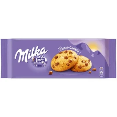 Milka печенье с кусочками шоколада, 168 г.