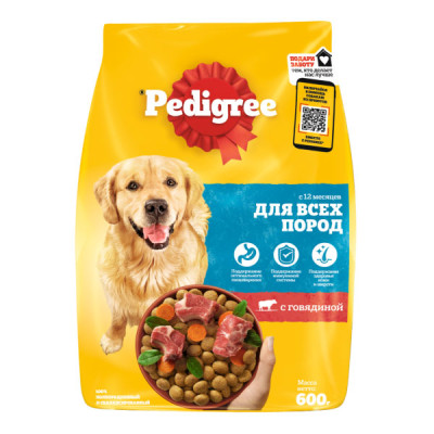 Корм "Pedigree" для взрослых собак с говядиной и овощами 600 г