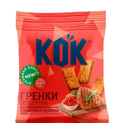 Гренки "KOK" Со Вкусом Телятины с Аджикой 60 г