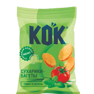 Cухарики-Багеты "KOK" Со Вкусом Томата и Зелени 55 г