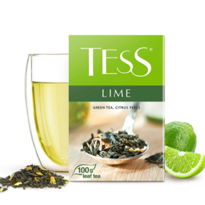 Зеленый чай "TESS" с цедрой цитрусовых и ароматом лайма Lime листовой 100г